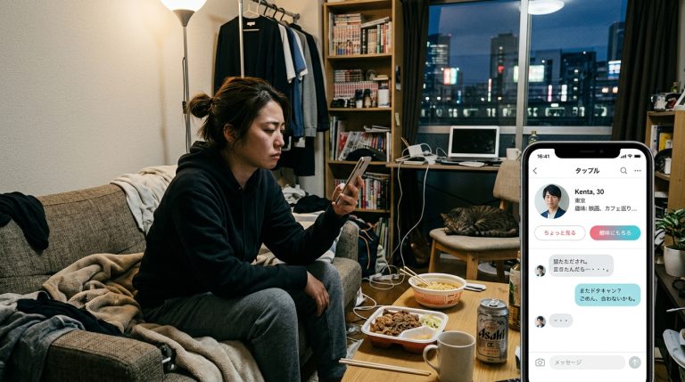 日本不婚族變多的示意圖，單身者獨自生活的城市日常