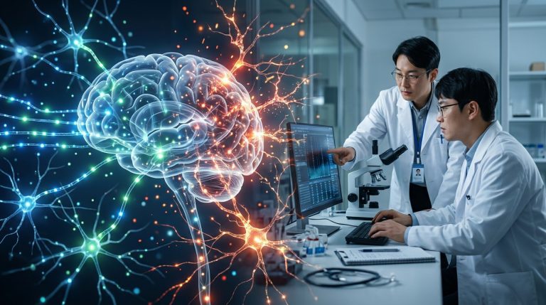 韓國團隊自閉症研究示意圖，呈現腦內神經訊號的兩種類型