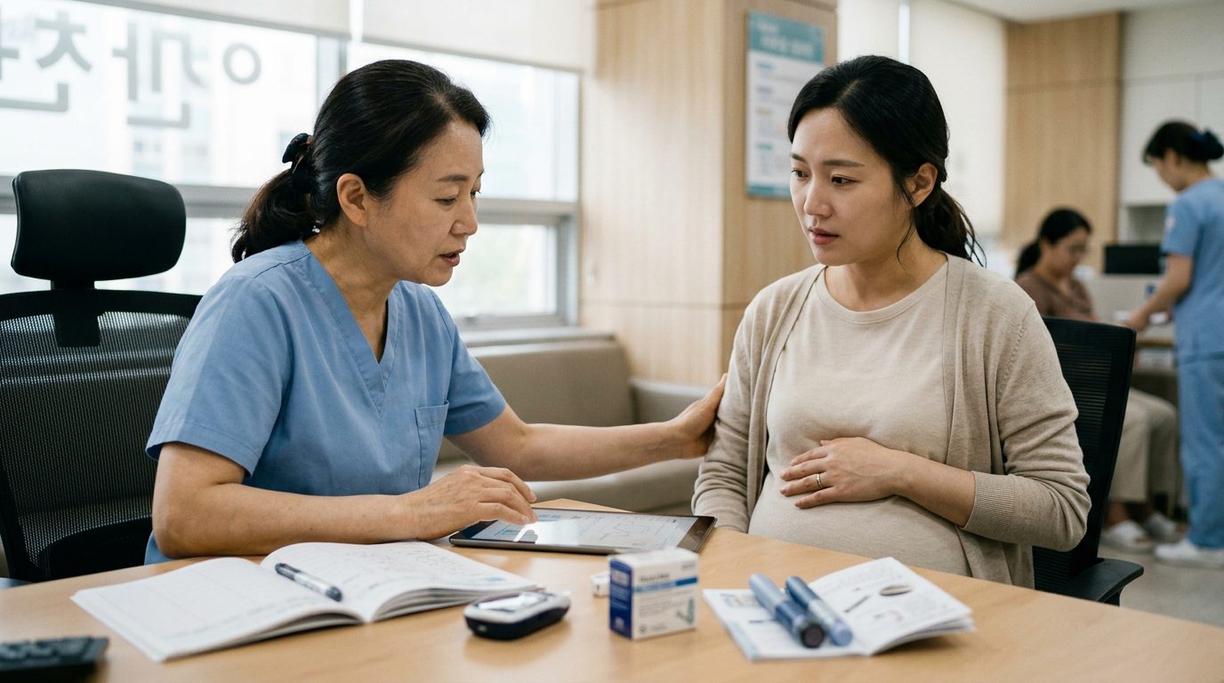 妊娠糖尿病與孕期血糖管理示意