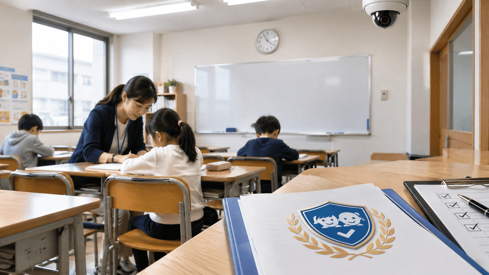 日本全國學習塾協會公布的新認證標章，象徵補習班安全措施通過審查。